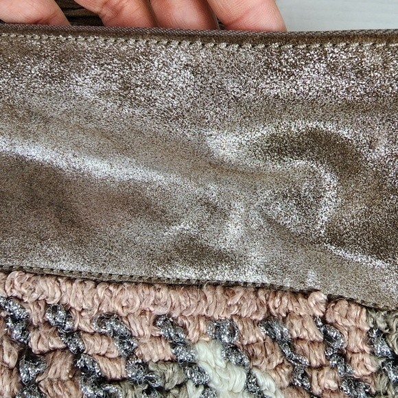 Anthropologie Jasper & Jeera Pouch Metallic Leather Cotton Blend Large Tassel - Picture 11 of 14